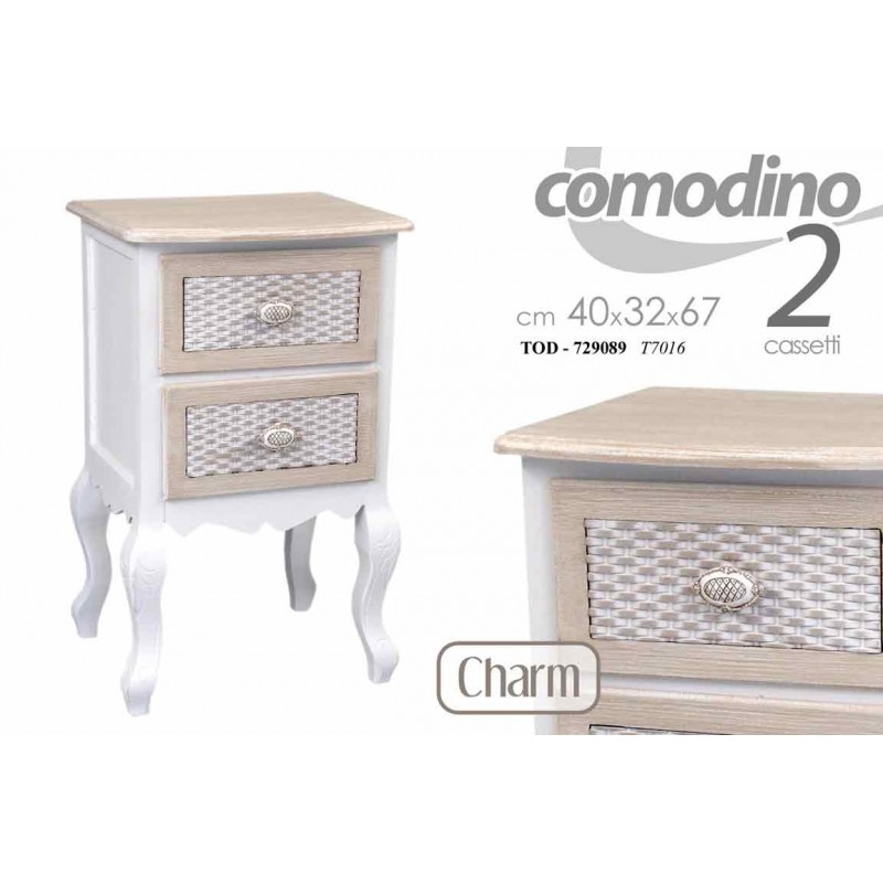 Comodino charm camera shabby con cassetto cm 40 x 32x 67 h