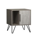 Comodino tortora bianco con anta e vano Glynn  50x44xh.60 cm