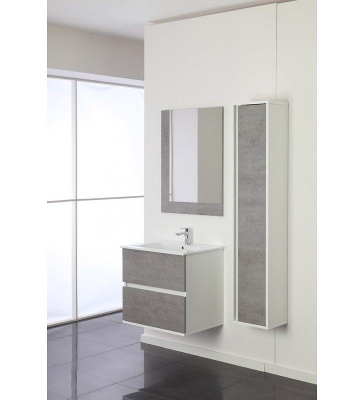Composizione Bagno due cassetti Linea Fabula Bianco Cemento 60x47x h57cm