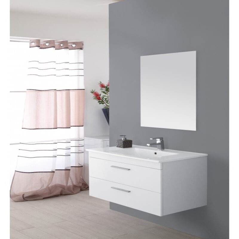Composizione bagno a sospensione Bianco due cassetti 81x47,5x h51 cm