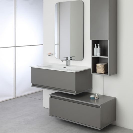 Composizione bagno due cassetti separati Grigio Pastello 