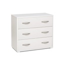 Comò da camera con 3 cassetti Bianco in legno nobilitato 91x45xH 81 cm