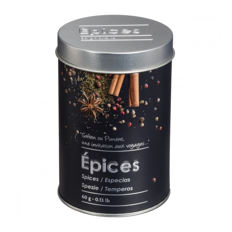Contenitore spruzza spezie in ferro con rilievo Nero 60g diametro 6.6x h10 cm
