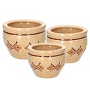 Coprivaso ceramica 1-3 crema c/rombi cmø30h21