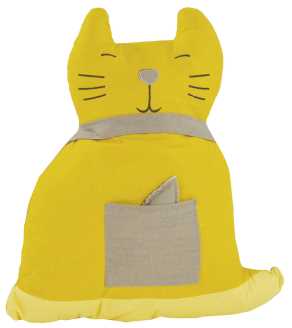 Cuscino gatto grigio-giallo st-0527 cm37x9h40