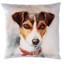 Cuscino tessuto con cane bianco cm 43x43