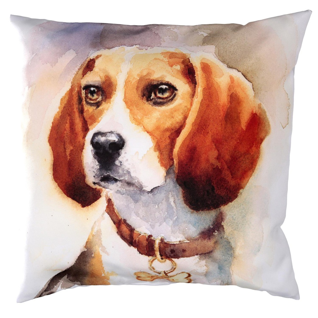 Cuscino tessuto con cane bianco cm 43x43