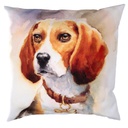 Cuscino tessuto con cane bianco cm 43x43