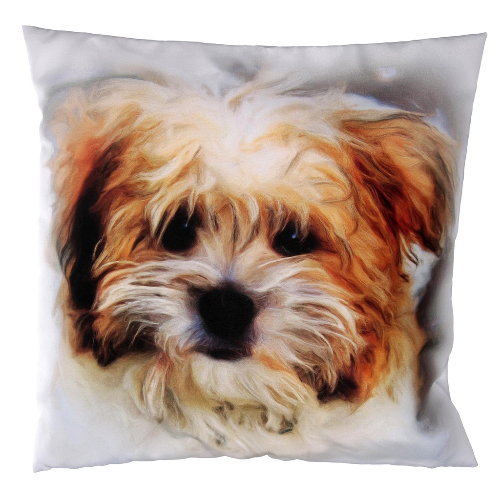 Cuscino tessuto con cane bianco cm 43x43