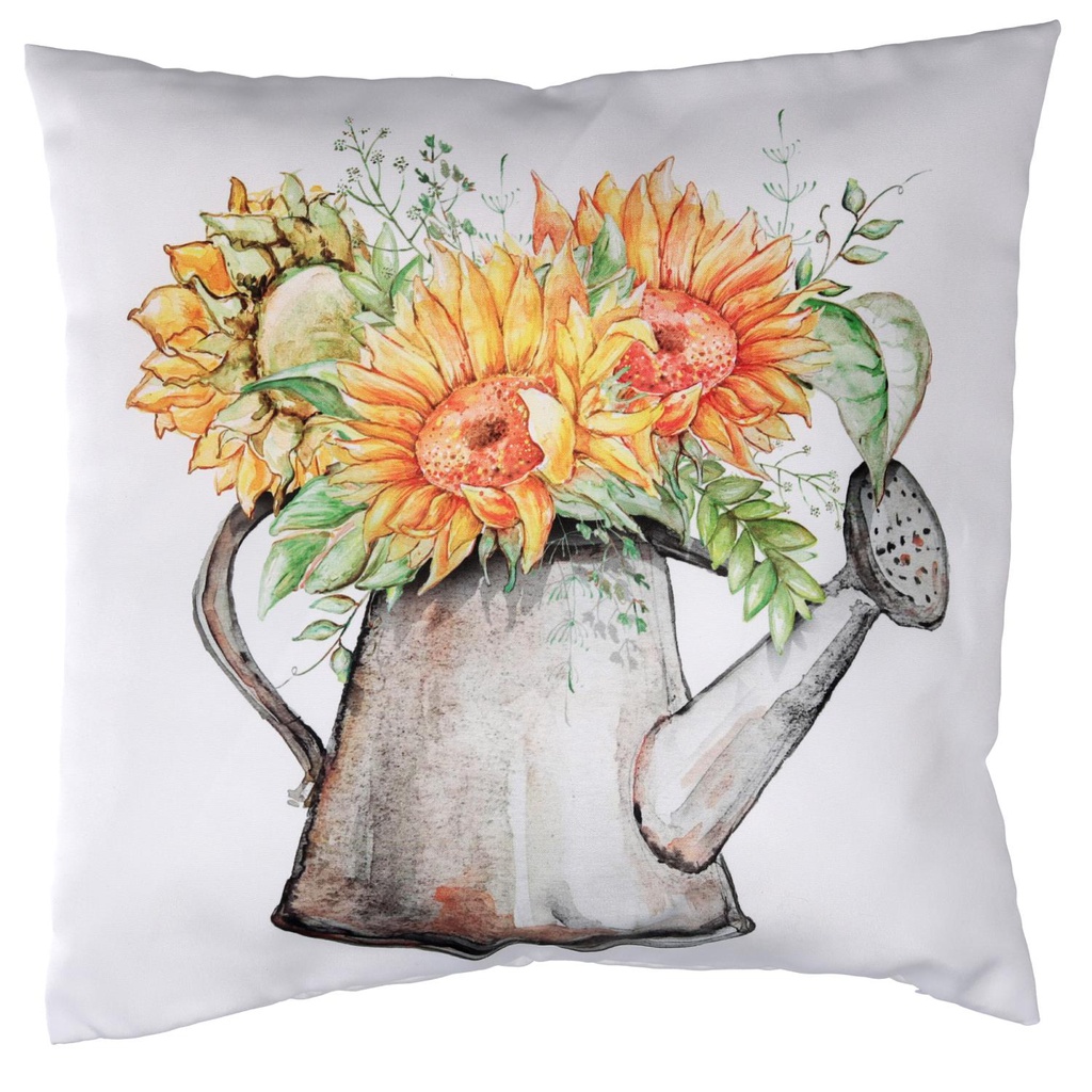 Cuscino tessuto con girasoli bianco cm 43x43