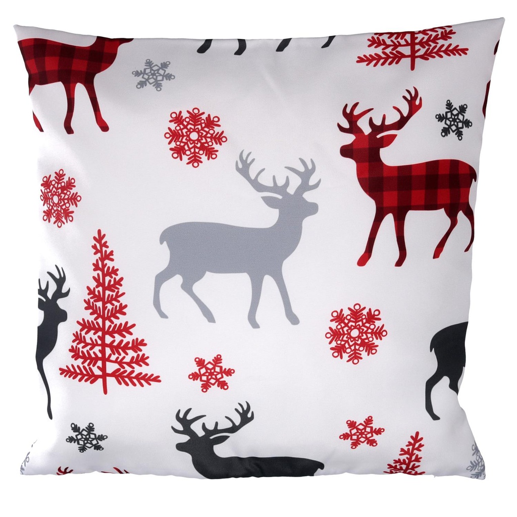 Cuscino tessuto con renne bianco cm43x43h12