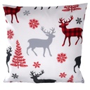 Cuscino tessuto con renne bianco cm43x43h12