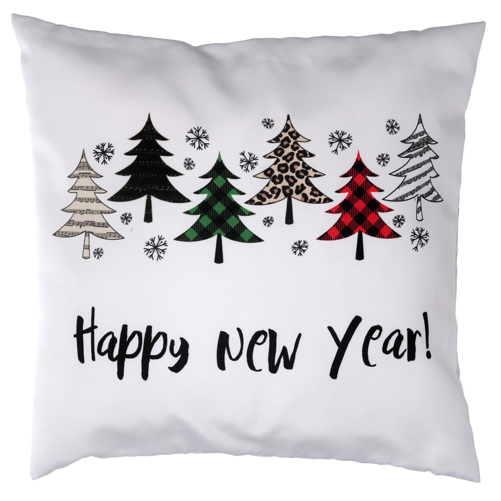 Cuscino tessuto con scritte bianco cm43x43h12