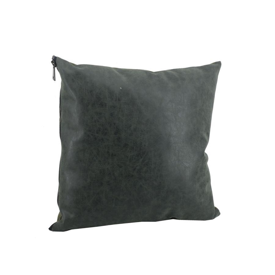 Cuscino tessuto ecopelle verde quadro cm 40x40