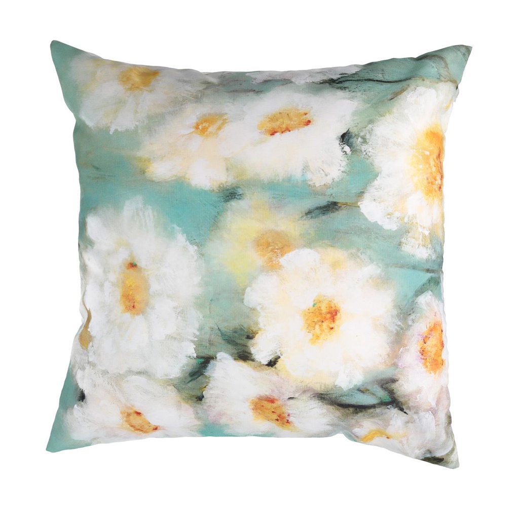 Cuscino tessuto fiori bianco quadro cm 43x43h12