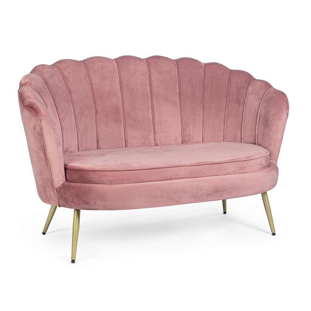 Divano 2 posti effetto velluto rosa Giliola