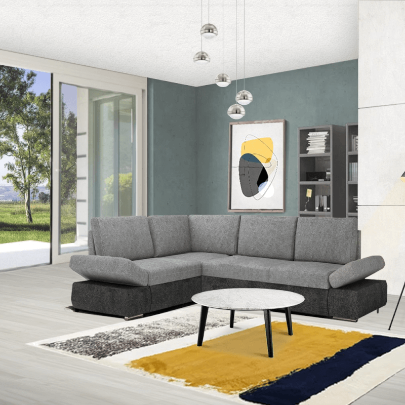 Divano angolare Siena con letto estraibile grigio 267x200x90