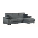 Divano con penisola reversibile in legno e tessuto Grigio GINEPRO 279x123x h60 cm