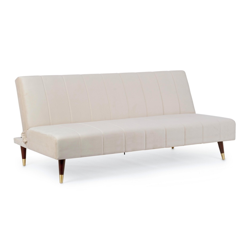 Divano-Letto Alma 3 posti Beige  effetto velluto 180x88x82h cm