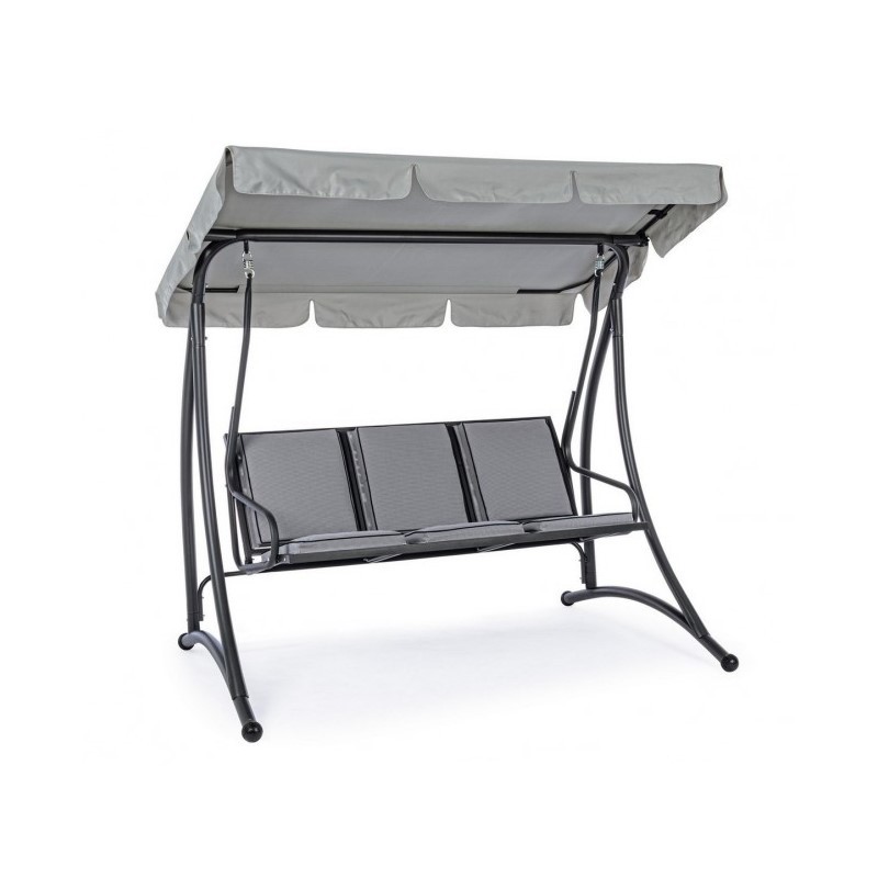 Dondolo in acciaio tre posti Antracite GRELY 190x120x h185 cm iperbriko