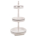 Espositore legno bianco 3 piani tondo cm 50 x 50 x 102