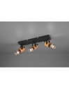 Faretto Tosh Nero 3xE14 Spot Legno E Gabbia Metallica L44 cm Trio Lighting