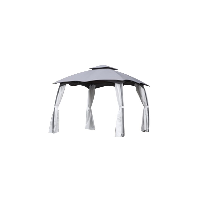 Gazebo acciaio louisiana 3x3 mt con doppiotetto e tende laterali poliestere