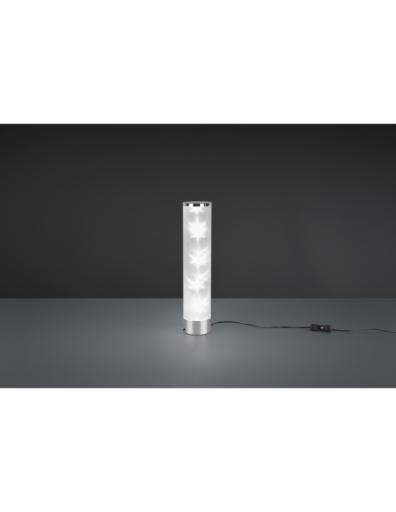 Lampada Da Tavolo Cilindro Led Rgb Rico Cromo Stoffa Microforata Con Smart Control Trio Lighting