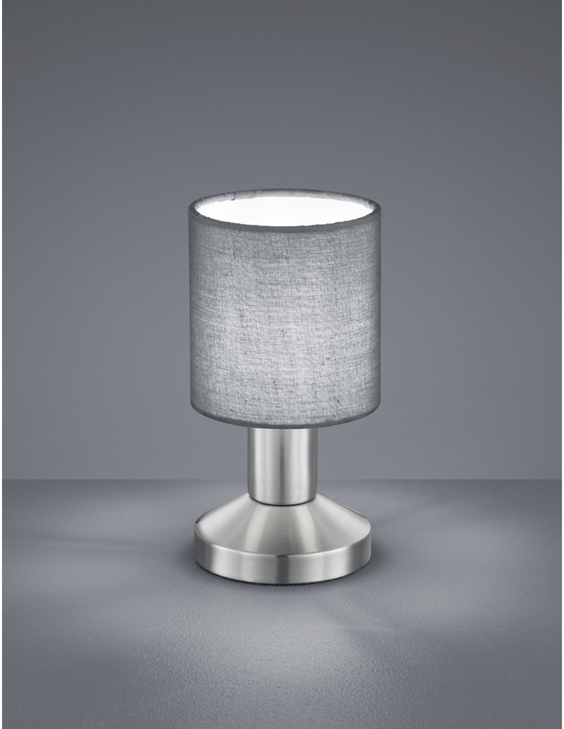 Lampada Da Tavolo Garda Nichel E Tessuto Grigio Ø9 cm Trio Lighting
