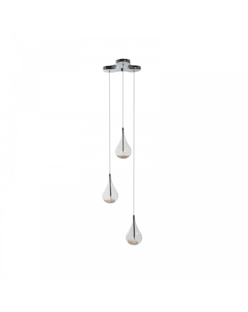 Lampada a sospensione in vetro e metallo rosa Perle STS