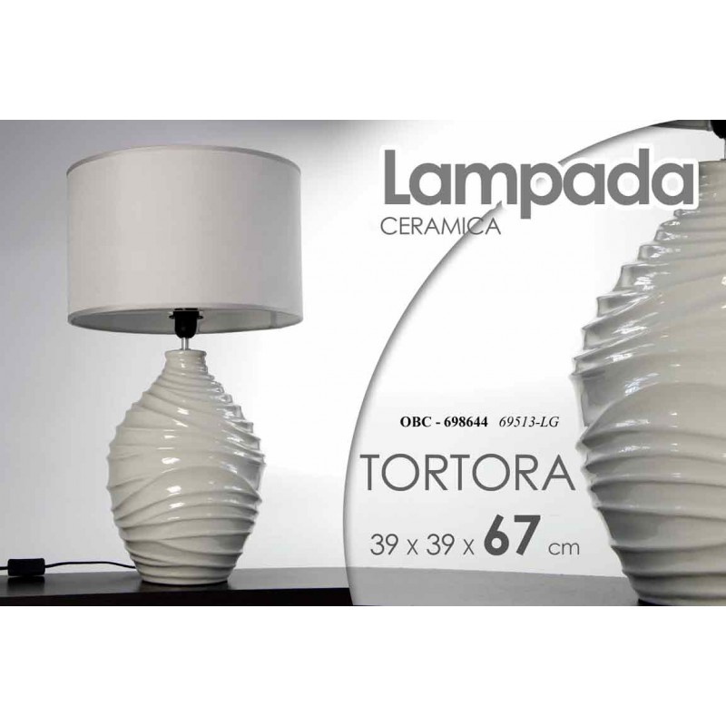 Lampada da tavolo tortora lume ceramica cm 39 x 39 x 67 h