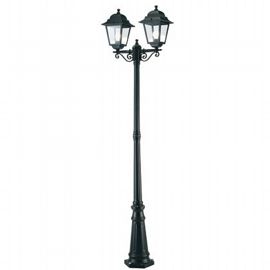 Lampada da terra in alluminio pressofuso con diffusori in vetro trasparente, altezza max 210mm, alimentazione 230V ~ 50Hz, IP43 nero