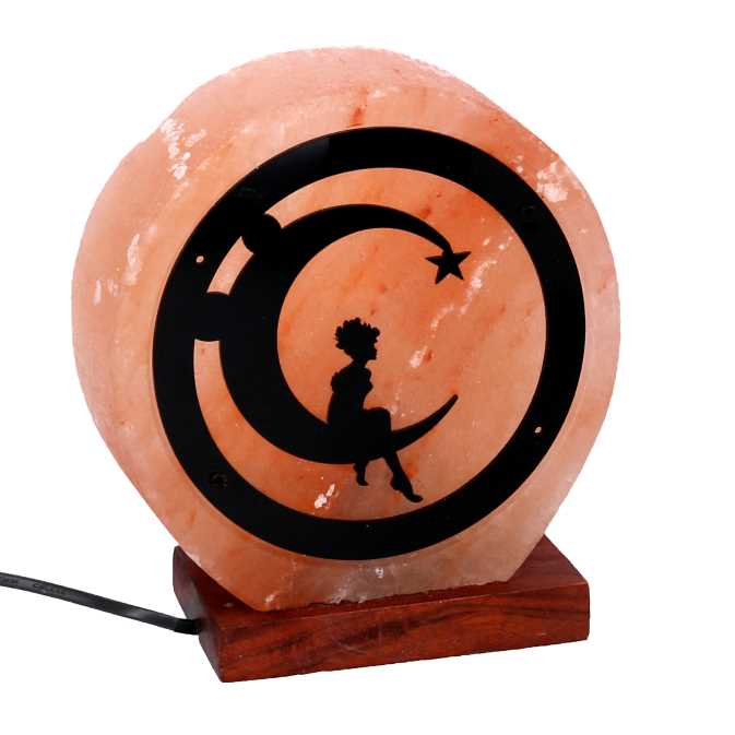 Lampada sale base legno luna con attacco cm 18x6