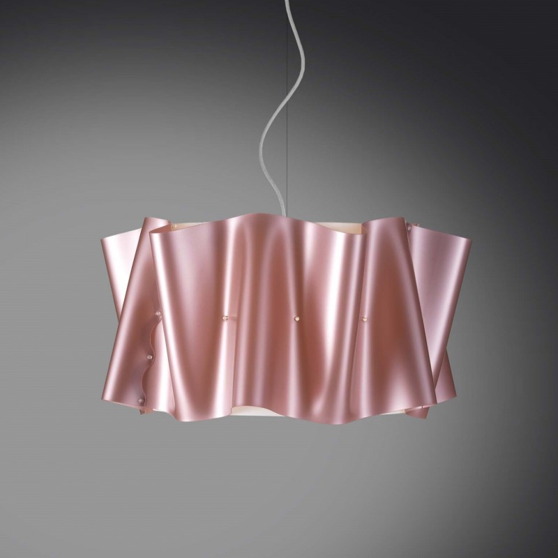 Lampadario a sospensione FOLIO paralume in Polilux Rosa diametro 60x h32 cm