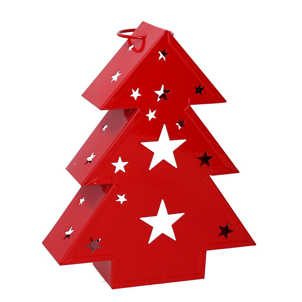 Lanterna metallo albero rosso cm20x6h25