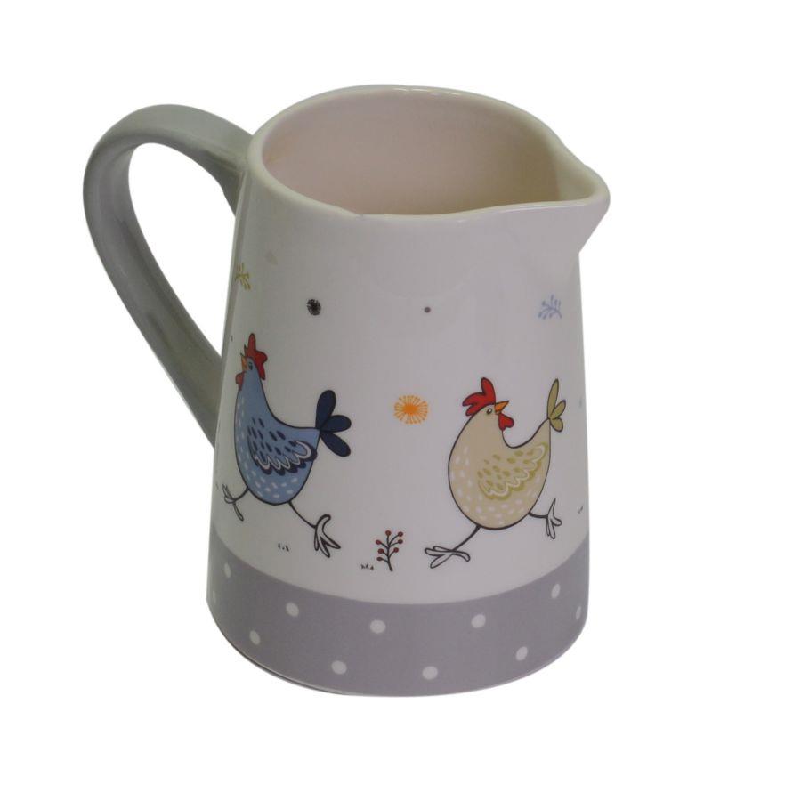 Lattiera ceramica bianco galline cm17x9h16