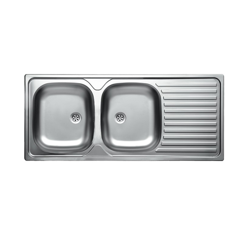 Lavello cucina due vasche acciaio da incasso gocciolatoio a dx 50x116 cm(N138DX35)