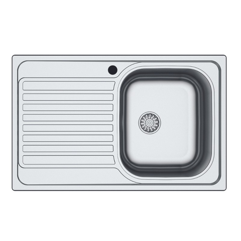 Lavello cucina vasca acciaio inox da incasso gocciolatoio sx 50x79 cm