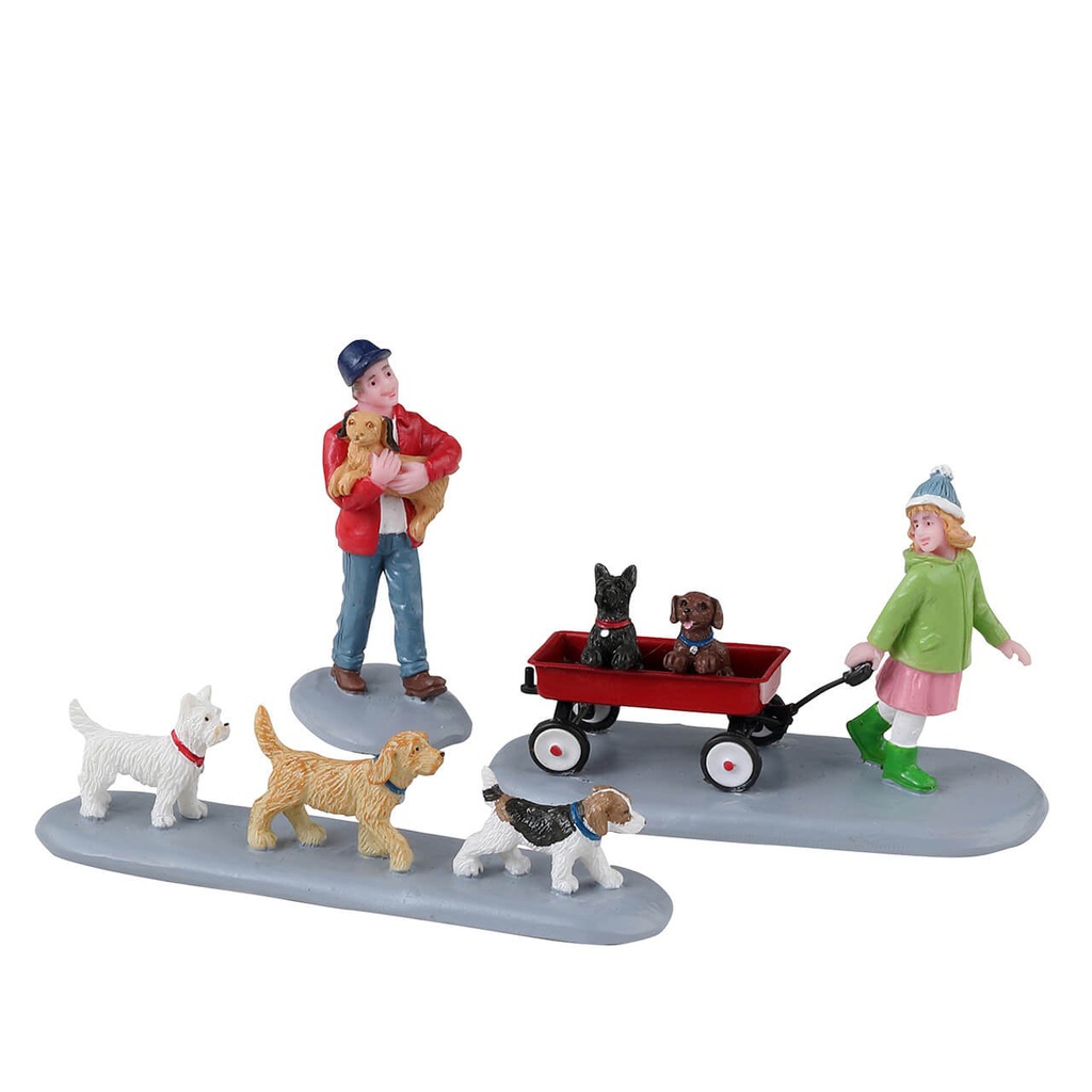 Lemax Puppy Parade Set Of 3 - Set di 3 cuccioli in parata per villaggio di Natale