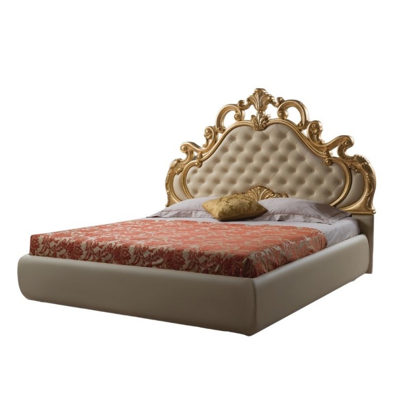 Letto barocco classico crema con contenitore Aleksandra