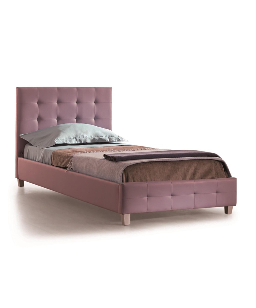Letto singolo con struttura in similpelle malva 2197x89h cm