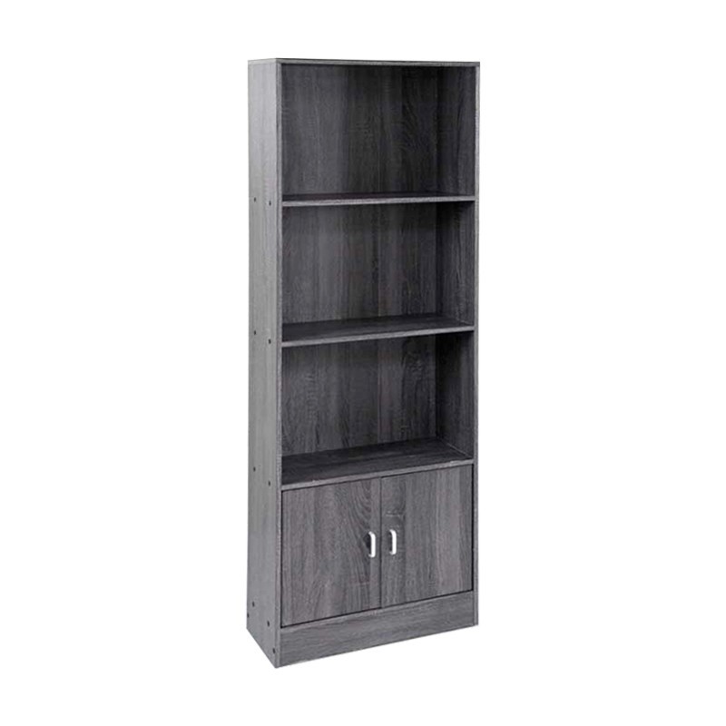 (2c)Libreria 3 ripiani 2 ante colre grigio 60x24xh.170 cm