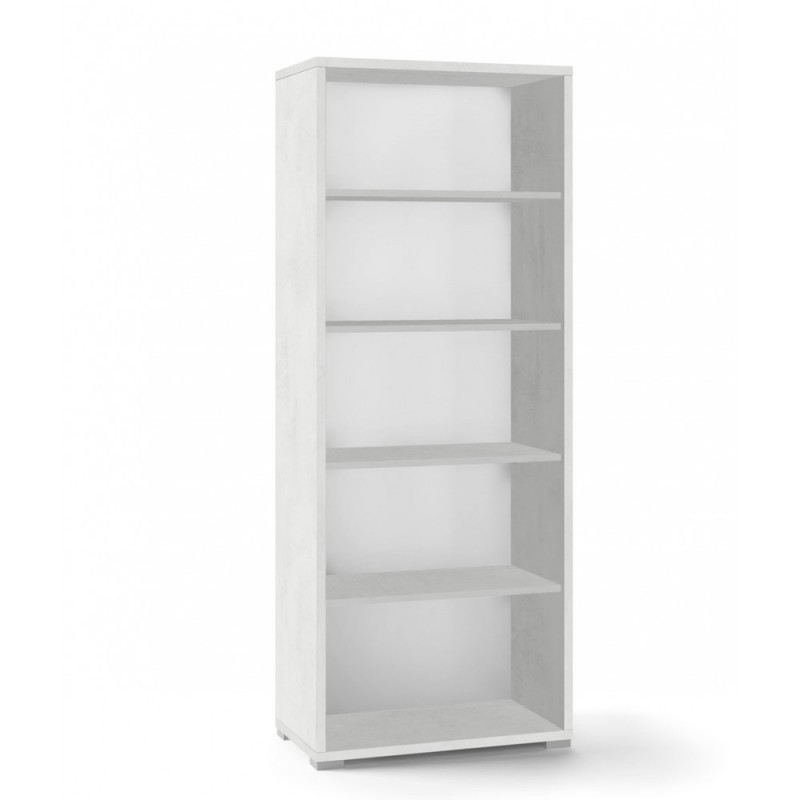 Libreria alta moderna in legno Bianco Ossido quattro ripiani 71x41x h199 cm