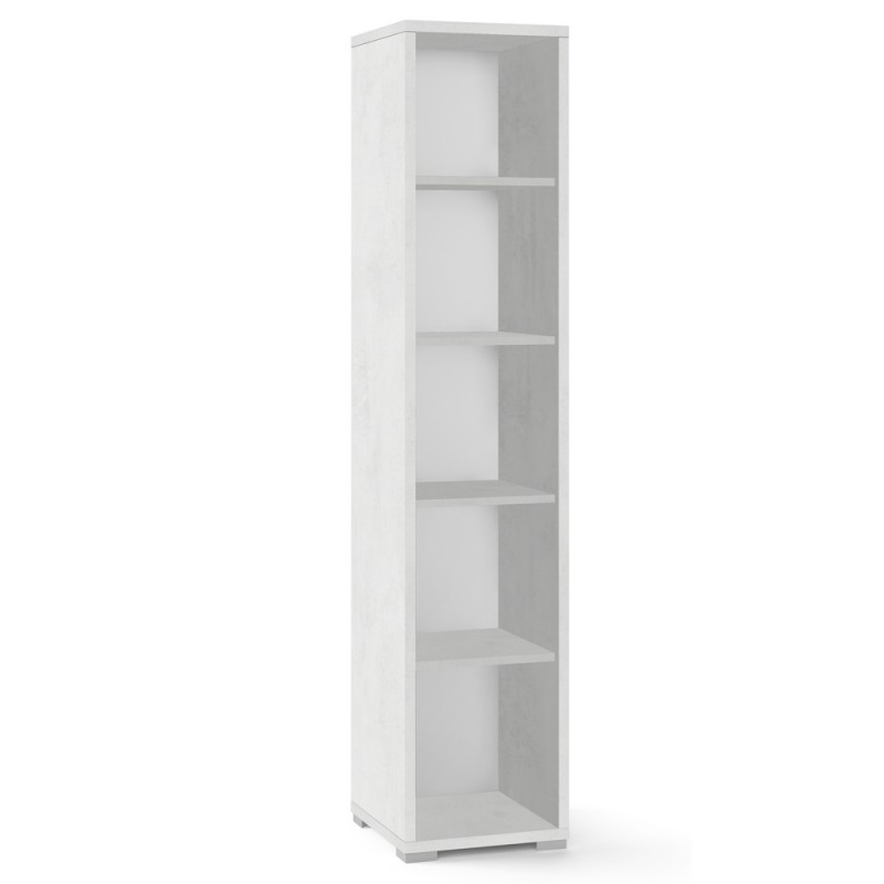 Libreria moderna alta in legno Bianco Ossido quattro ripiani 39x41x h199 cm