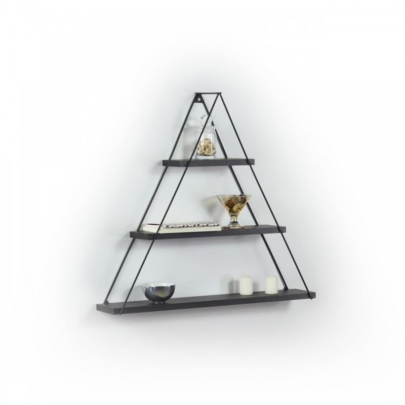 Libreria muro triangolare bacheca piramide nero cm 74 x 13 x 61 h