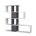 Libreria scaffale 4 livelli 9 scomparti bianco grigio 145x29xh.145 cm