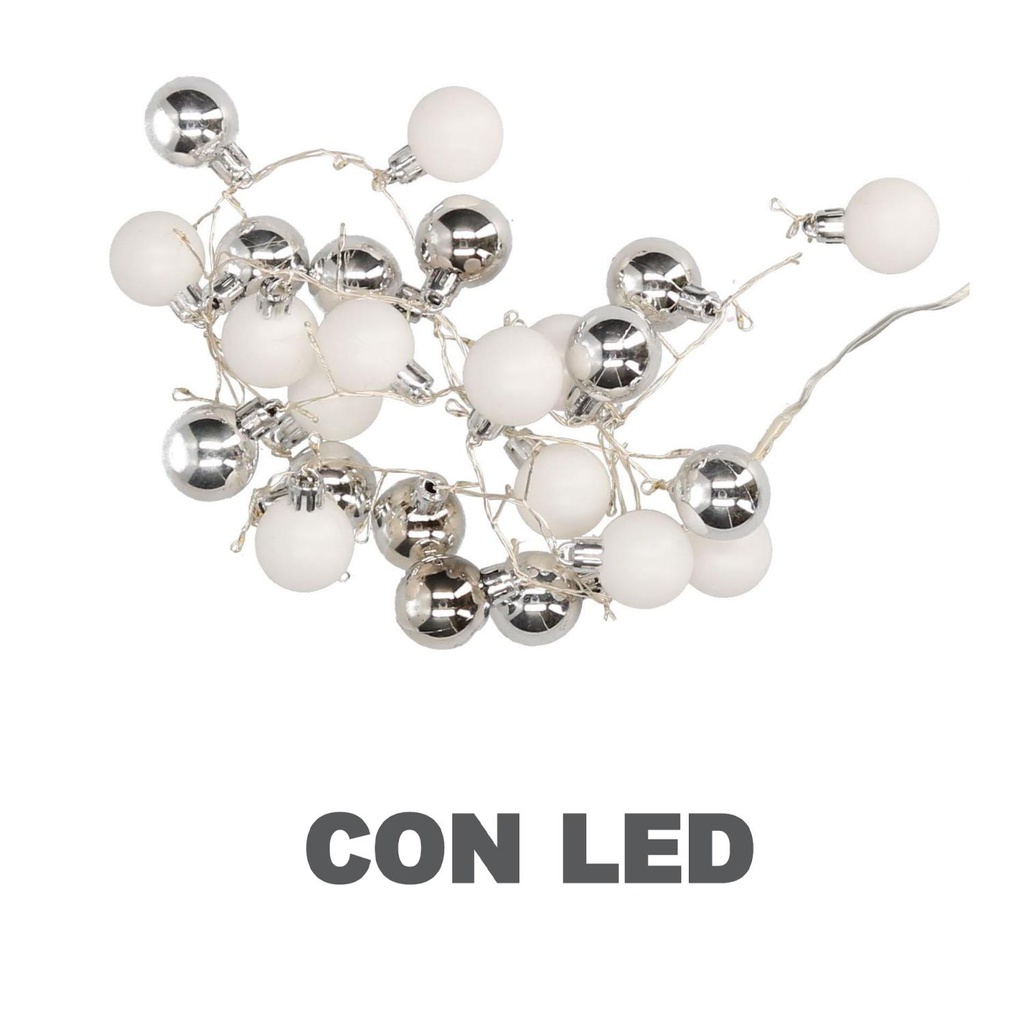 Luce filo sfera bianco 48 led bianco caldo alimentazione fissa cm ø4x120