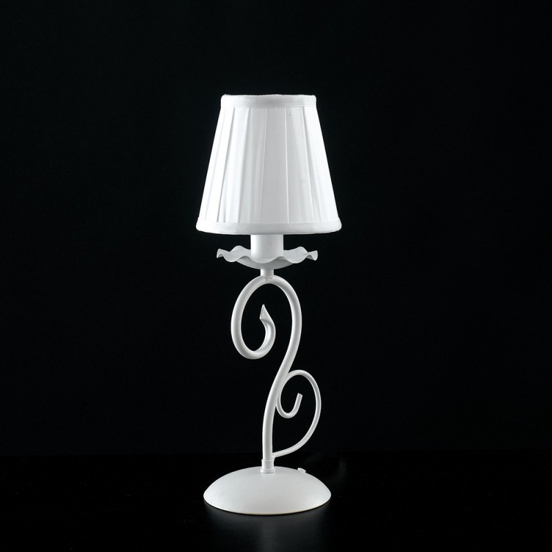 Lumetto comodino in ferro Bianco shabby paralume Bianco 13x h28cm