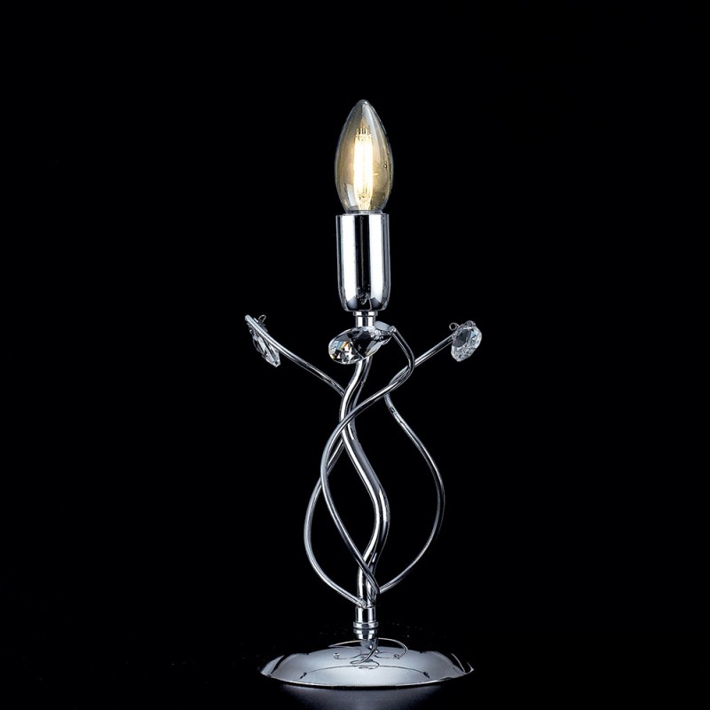 Lumetto da tavolo in ferro cromato lucido con strass in cristallo 1 luce 15xh.27 cm