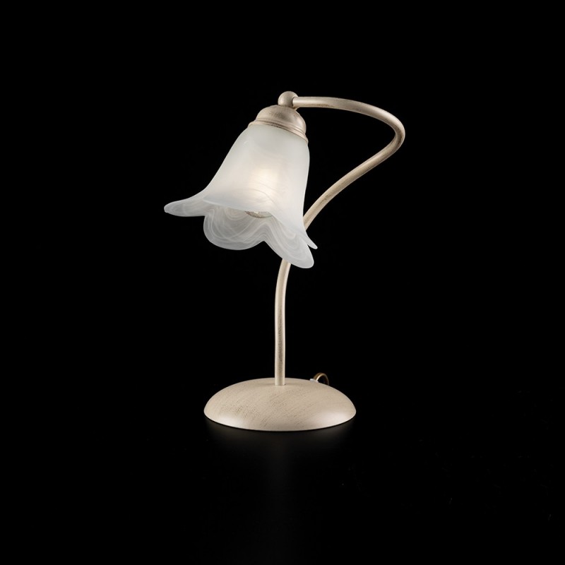 Lumetto in ferro Avorio Oro una luce paralume in vetro Bianco 25x h31 cm